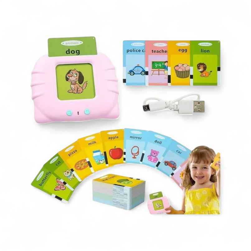 Wembley Talking Flash Cards Educational Learning Toy Machine For Kids Age 6 Yrs | 112 Cards-Pink