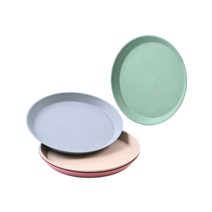 Eha Earth Friendly Round Plates For Kids | Made With Rice Husk | Set Of 4 | Multicolor