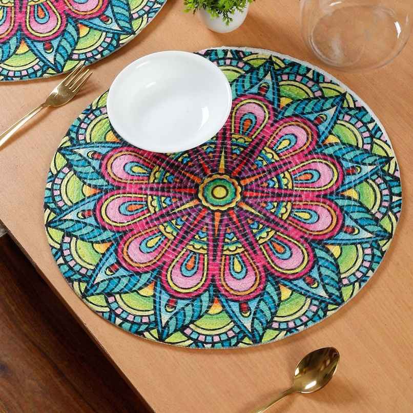 Hosta Homes Pure Cotton Geometric Pattern Multicolor Digitally Printed Table Place Mats | Pack of 2