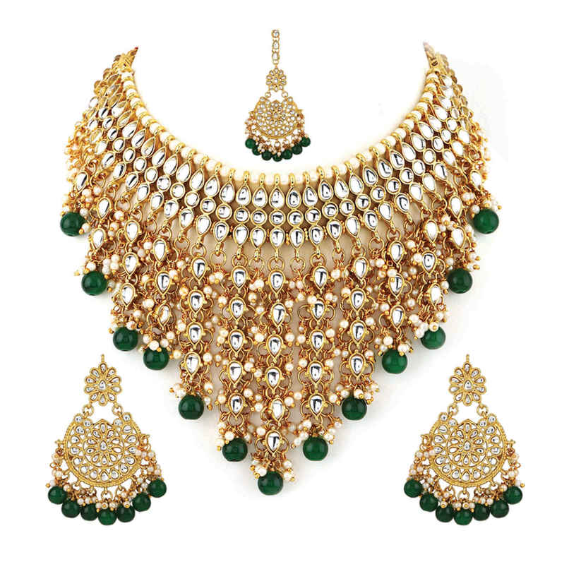 Shining Diva Fashion Latest Stylish Choker Traditional Pearl Kundan Necklace Set for Women | 12270s