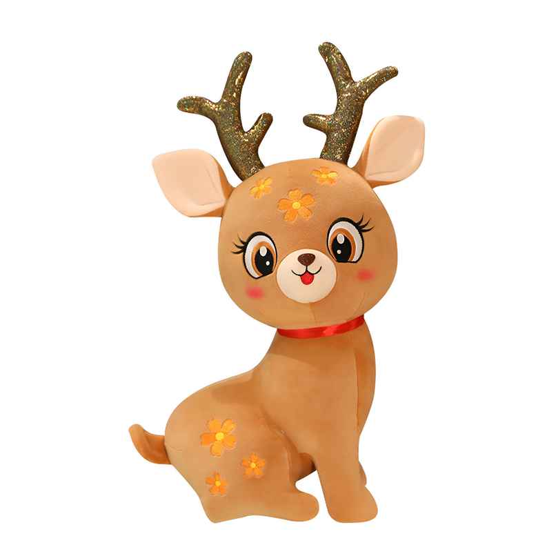 Spanker 20 Cm Sika Deer Plush Toy | Shimmer Horn | Brown | Kids Gift