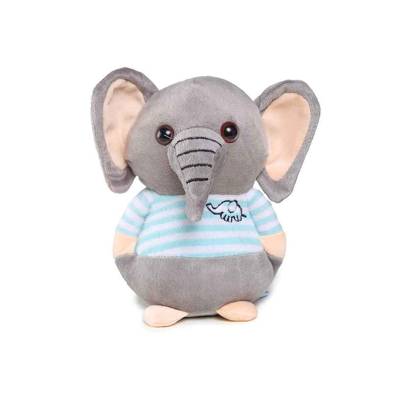 Webby Soft Animal Plush Elephant Toy 20cm, Blue & Grey