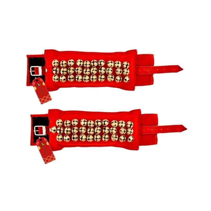 Uapan Brass Ghungroo Velvet Pad With Velcaro 3 Line Pair, 30+31