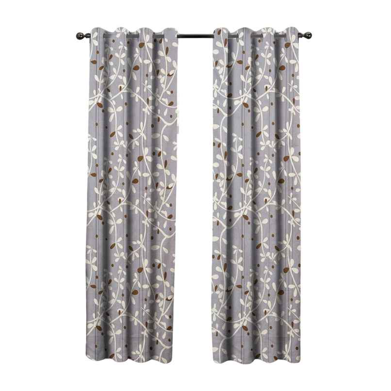 BAY6 Polyester Door Curtains | Set of 2 | 7x4 ft | Grey