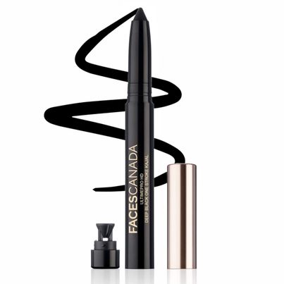 Faces Canada Ultimepro Hd Deep Black One Stroke Kajal Longstay I Rice Bran Wax I Waterproof