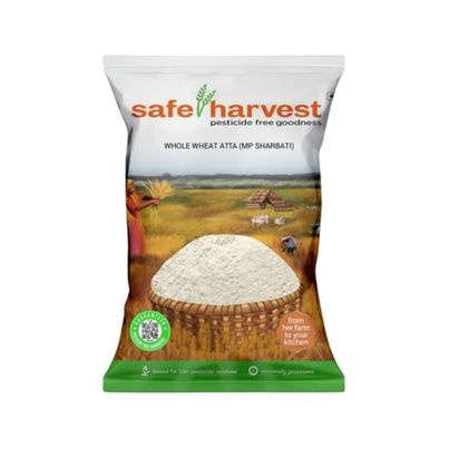 Safe Harvest Pesticide-Free Whole Wheat Atta | Sharbati Wheat | High Fibre Safe Harvest Pesticide-Free Whole Wheat Atta | Sharbati Wheat | High Fibre