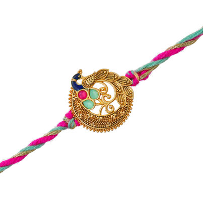 Kundan Peacock Kundan Rakhi for Bhai and Bhaiya with Roli Chawal Pack (eCraftIndia) Kundan Peacock Kundan Rakhi for Bhai and Bhaiya with Roli Chawal Pack (eCraftIndia)
