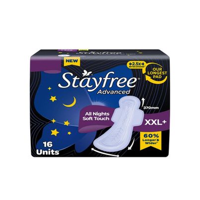 Stayfree Advanced All Nights Sanitary Pads | XXL+ | 16 pcs