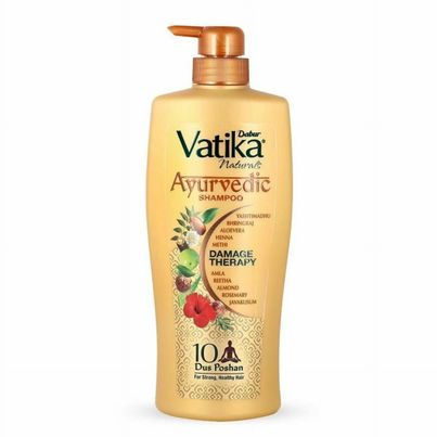 Dabur Vatika Ayurvedic Shampoo, Damage Therapy With 10 Natural Herbs