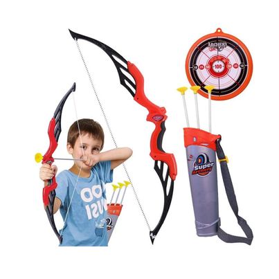 Toyshine Big Size Archer Bow And Arrow Set With Quiver And 3 Suction Arrows And Target (Red)�
