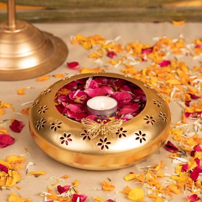 Servdharm Butterfly Gold Plated Urli | 7 inch | ServDharm | Ganesh Chaturthi Specials