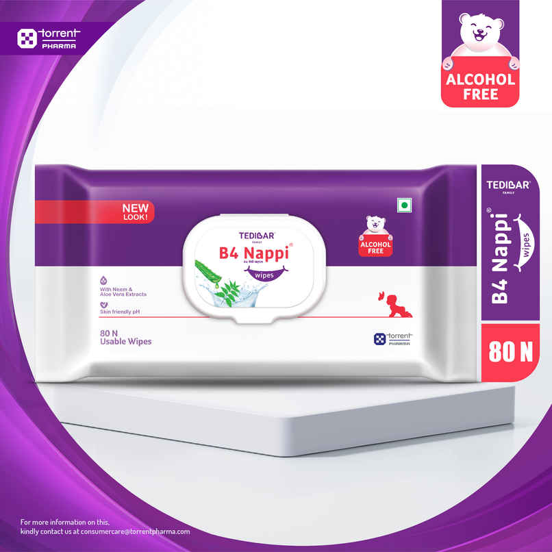 B4 Nappi Wipes Alcohol Free Baby Wipes Enriched With Aloe Vera Neem & Chamomile