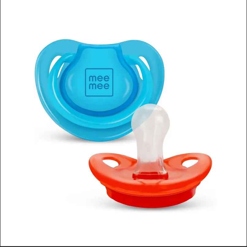 Mee Mee Baby Pacifier Ultra Light Soft Silicone Nipple | BPA Free | Red/Blue