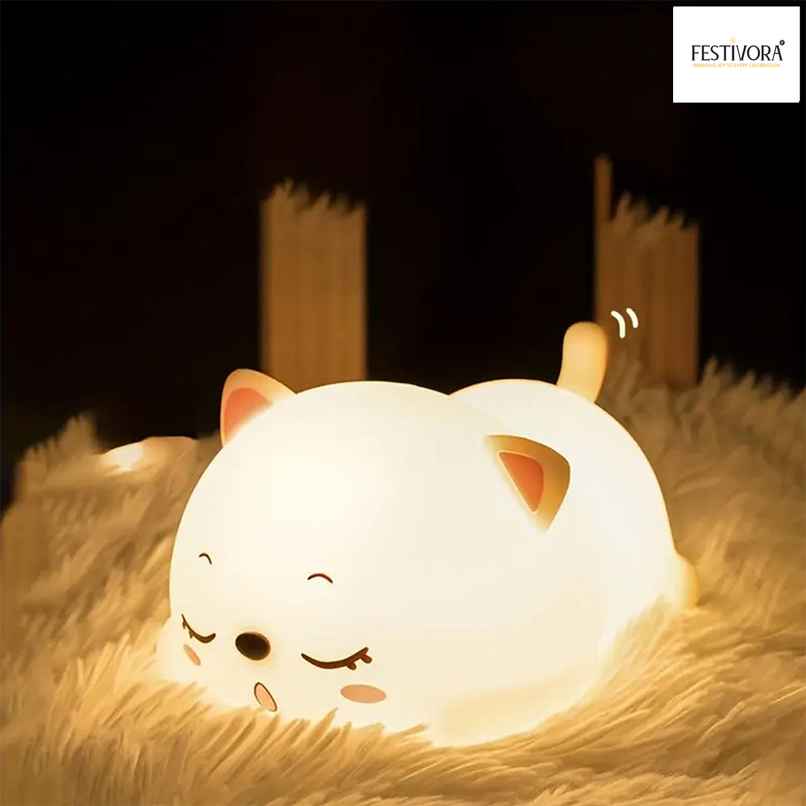 Festivora Rechargeable Cat Silicon Led Lamp | Color Changing | Gifting | Home Decor Festivora Rechargeable Cat Silicon Led Lamp | Color Changing | Gifting | Home Decor