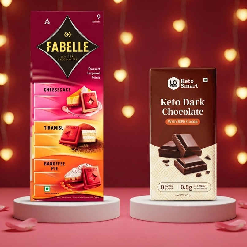 Lo Foods Keto Dark Chocolate Bar (40g) & Fabelle Choco Deck Dessert Collection (63g) Combo