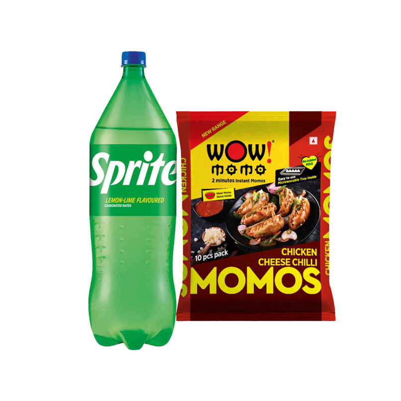 Sprite Lemon And Lime Soft Drink (1.25L) & Wow! Chicken Cheese Chilli Momos (10pc) Combo