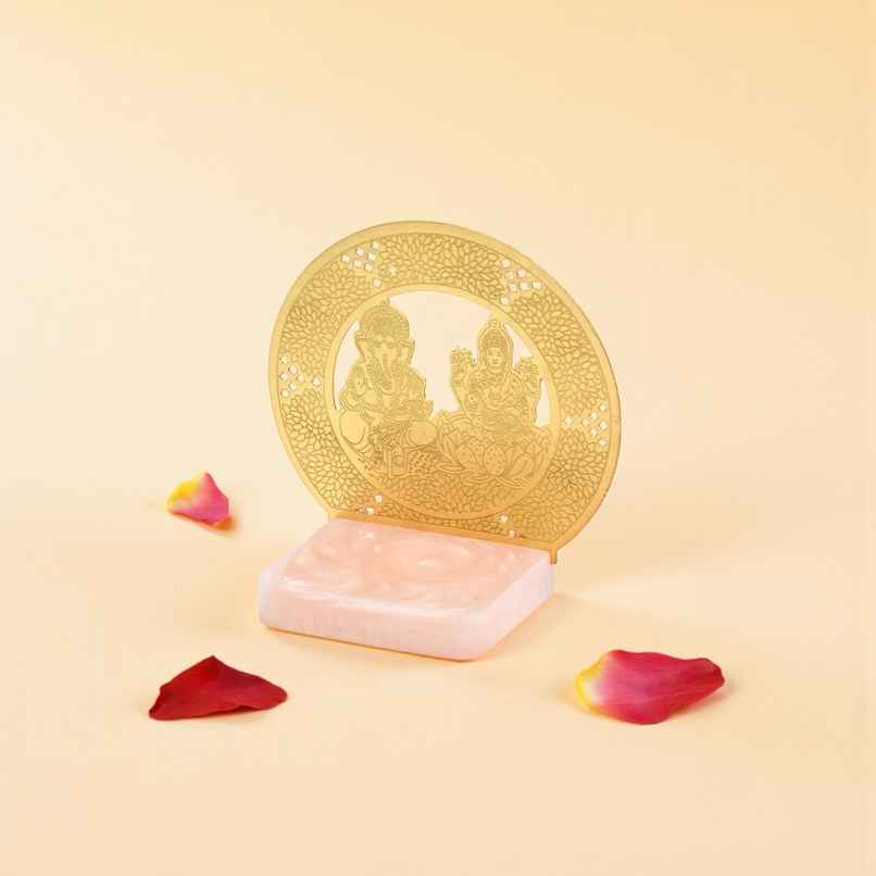 Resin Base Laxmi Ganesh Ji T-Light Candle Holder | Metal | Urbanborn Resin Base Laxmi Ganesh Ji T-Light Candle Holder | Metal | Urbanborn