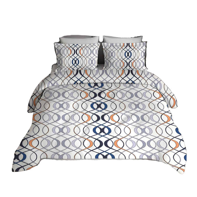 Elegant Weavers Oslo Double Geometric Bedsheet | With 2 Pillow Covers | Blue and White | 91 x 85 in