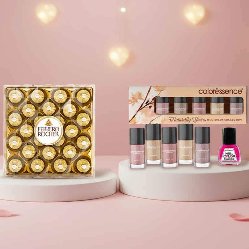 Coloressence Nail Paint Kit  (60g) & Ferrero Rocher Gift Pack (300g) Combo
