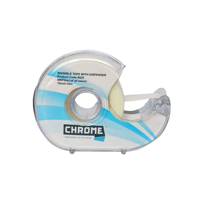 Chrome 9025 Invisible Tape - Polyvinyl Chloride White Tape with Dispenser | 18 mm x 35 m Chrome 9025 Invisible Tape - Polyvinyl Chloride White Tape with Dispenser | 18 mm x 35 m