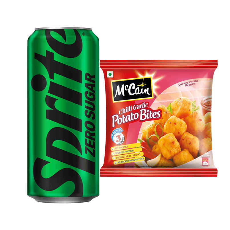 Sprite Zero Lemon Diet Soft Drink Can (300ml) & Mccain Chilli Garlic Potato Bites (840g) Combo