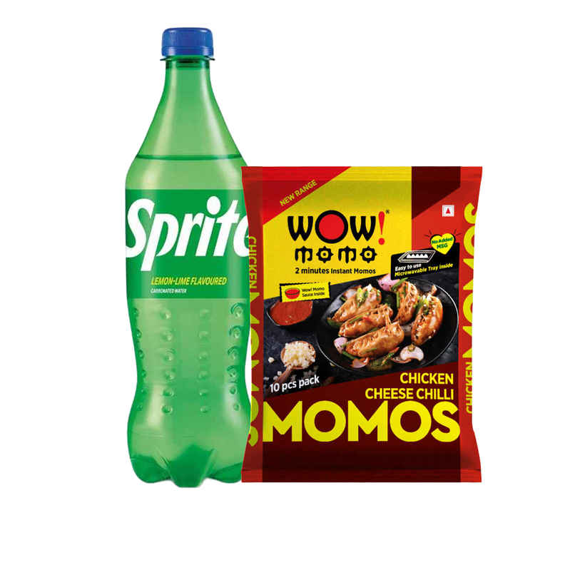 Sprite Lemon And Lime Soft Drink (750ml) & Wow! Chicken Cheese Chilli Momos (10pc) Combo