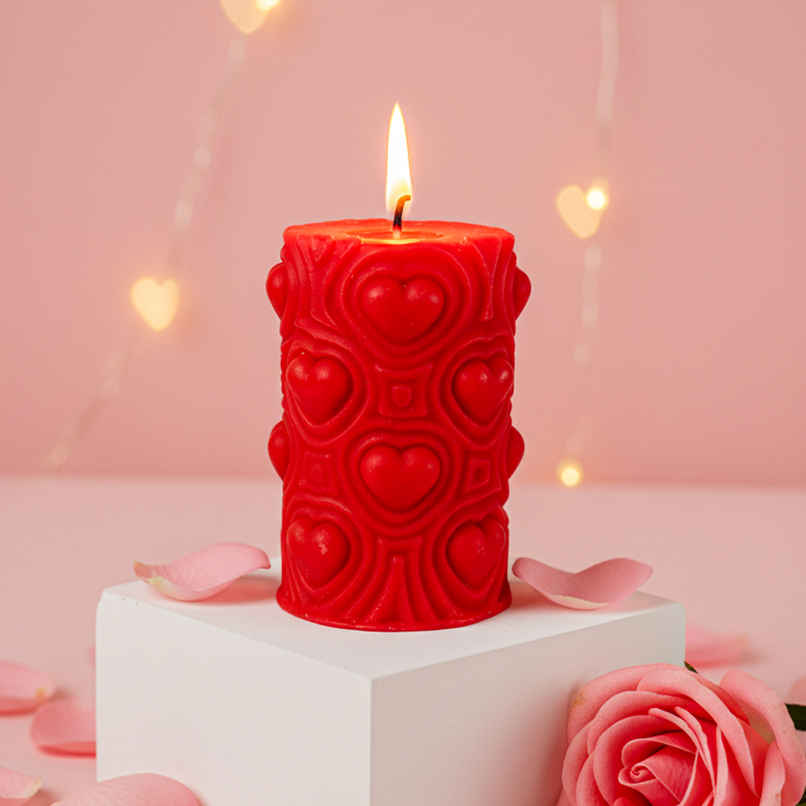 Scented 3D Valentine's Day Heart Shaped Pillar Candle | Prosperro Lumo Scented 3D Valentine's Day Heart Shaped Pillar Candle | Prosperro Lumo