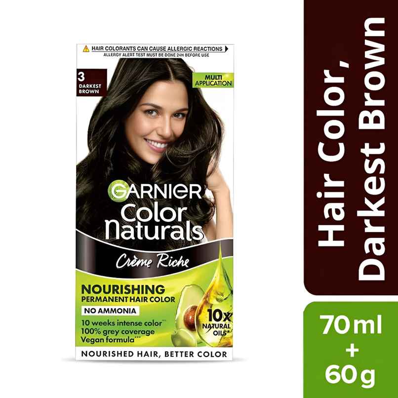 Garnier Color Naturals Long-Lasting Creme Hair Color | Darkest Brown - Shade 3 Garnier Color Naturals Long-Lasting Creme Hair Color | Darkest Brown - Shade 3