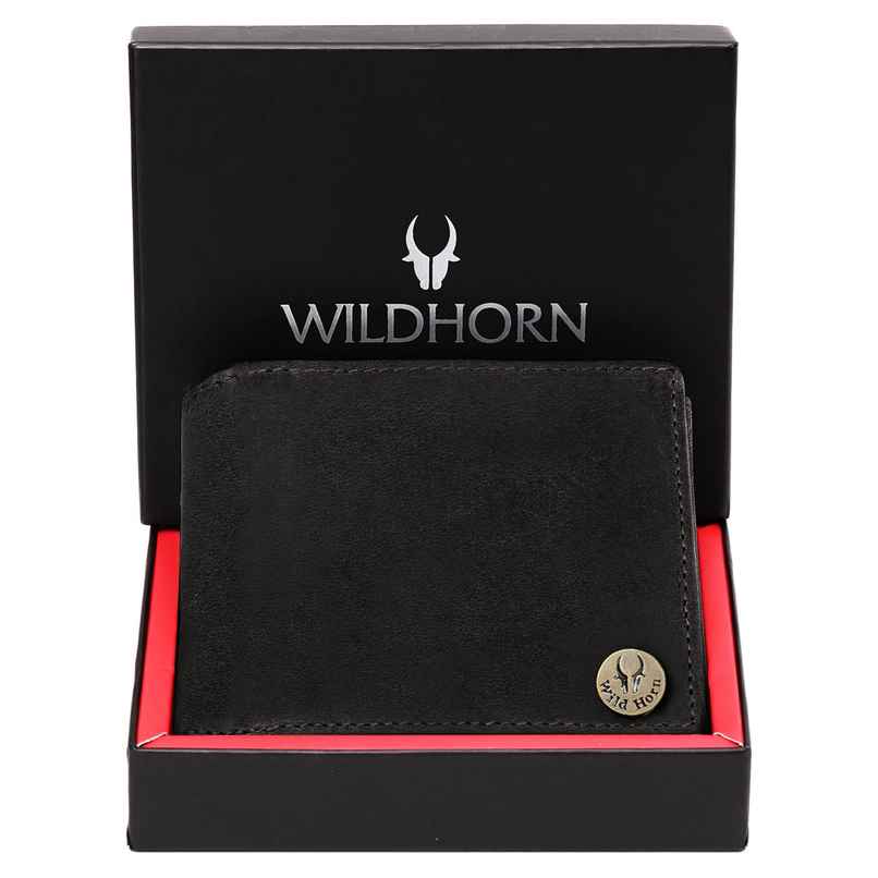 Wildhorn Men's Genuine Leather Bi-fold Wallet | Black Wildhorn Men's Genuine Leather Bi-fold Wallet | Black