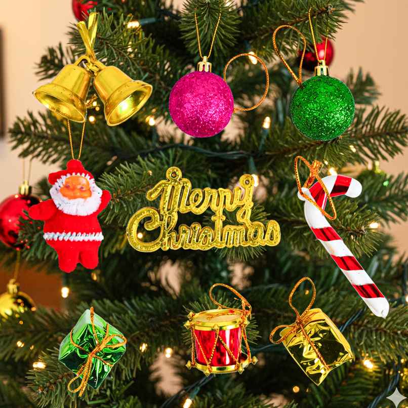 Christmas Tree Decoration Set | Balls | Gift Boxes | Santa | Merry Christmas Hanging | Picfest