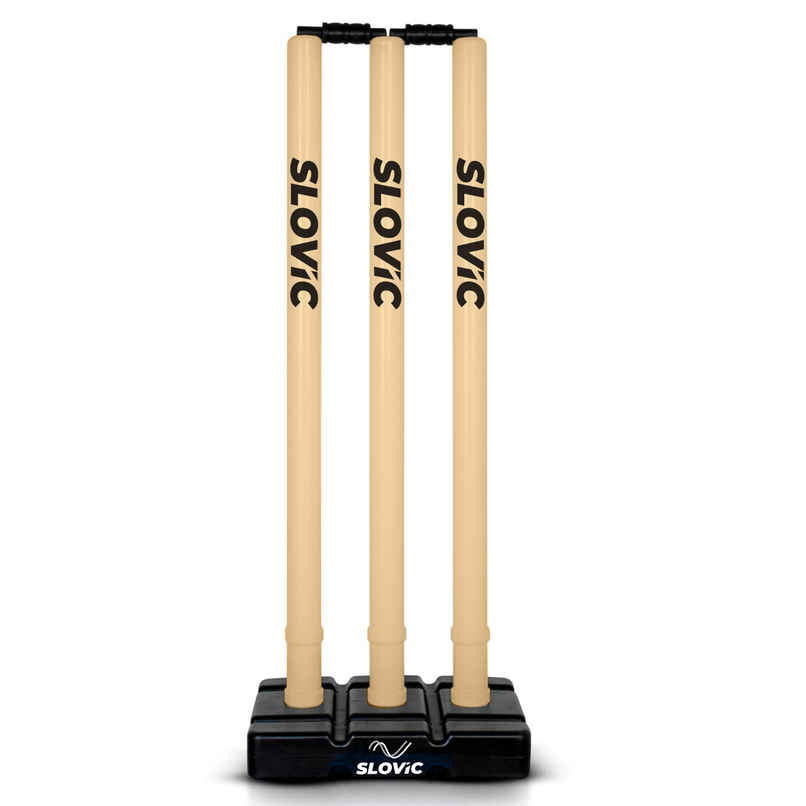 Slovic Cricket Stump Set with Bails & Stand for Practice, Gully Cricket & Net Session Slovic Cricket Stump Set with Bails & Stand for Practice, Gully Cricket & Net Session