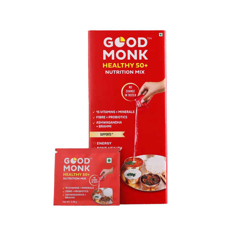 Good Monk 50+ Vitamin&Probiotic Mix | Boosts Energy | Bone & Gut Health | For Age 50+ | 30 Sachets Good Monk 50+ Vitamin&Probiotic Mix | Boosts Energy | Bone & Gut Health | For Age 50+ | 30 Sachets