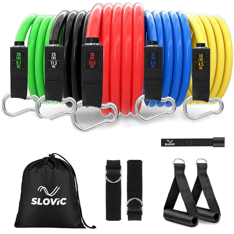 Slovic Tube Resistance Band for Full Body Workout & Exercise-Natural and Unbreakable Rubber Slovic Tube Resistance Band for Full Body Workout & Exercise-Natural and Unbreakable Rubber