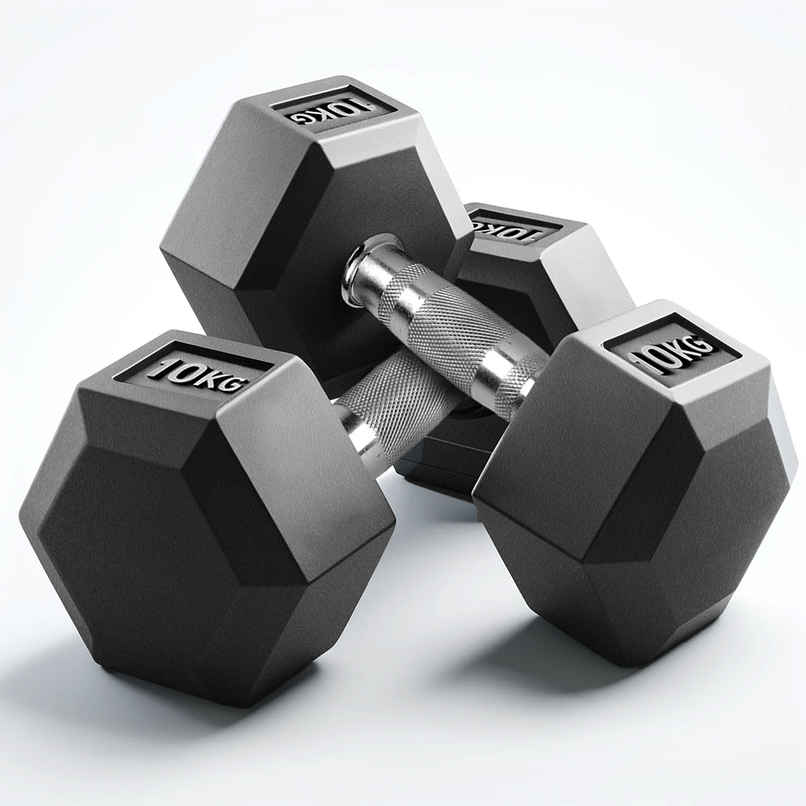 Slovic 10kg Hexa Dumbbells Set (10kg x 2) for Weight Training, Lifting & Home Gym - Anti Skid Rubber Slovic 10kg Hexa Dumbbells Set (10kg x 2) for Weight Training, Lifting & Home Gym - Anti Skid Rubber