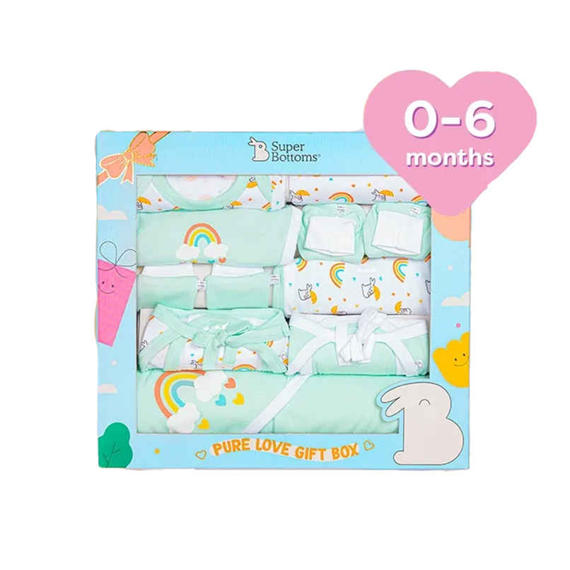 SuperBottoms Pure Love Gift Set For Newborn (0-6 Months) Baby Boys & Girls