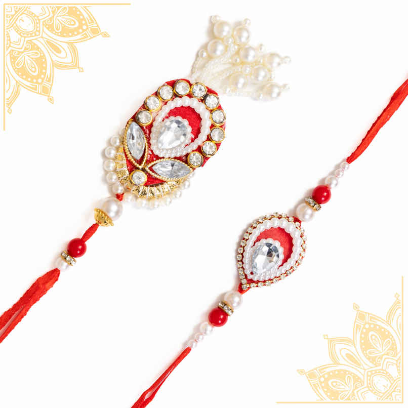 Bhaiya Bhabhi Lumba Rakhi with Roli Chawal (Tied Ribbons) Pack of 2