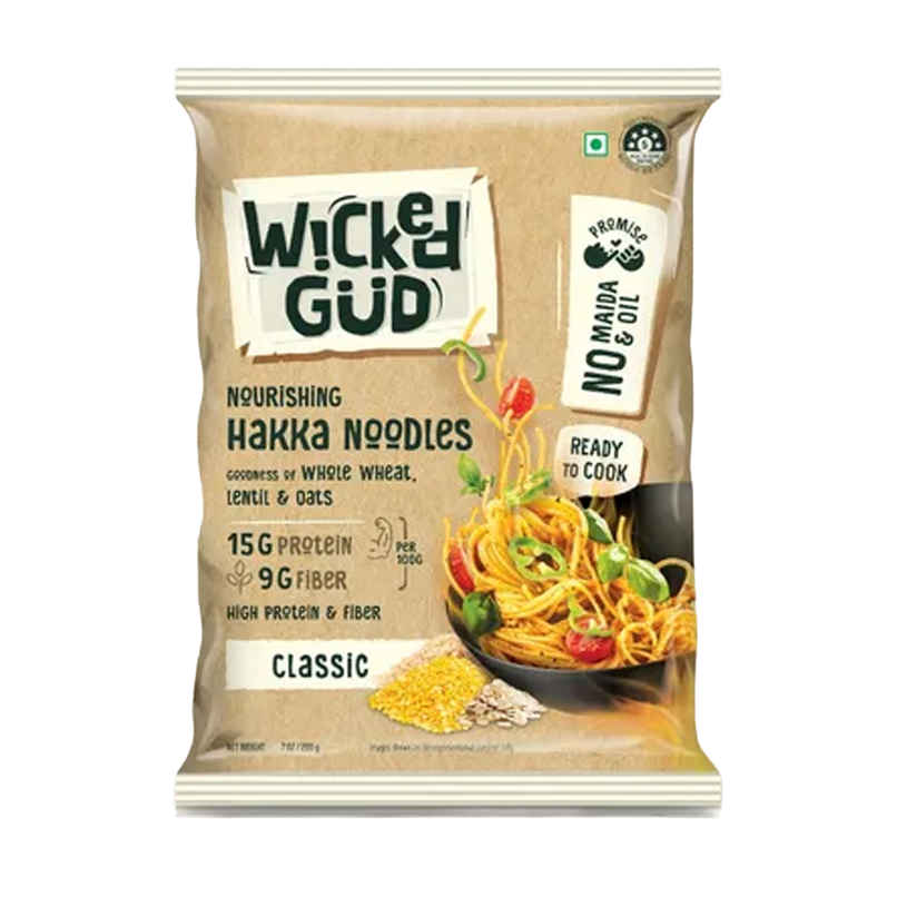 Wickedgud Multigrain Hakka Noodles | No Maida | No Oil | High Protein | High Fiber Wickedgud Multigrain Hakka Noodles | No Maida | No Oil | High Protein | High Fiber