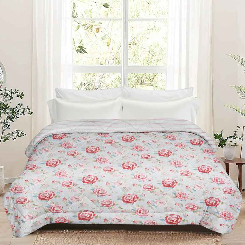 Dream Living Royal | Comforter Printed Reversible Double Bed Satin Finish Super Soft 220 x 240 cm | Multicolor