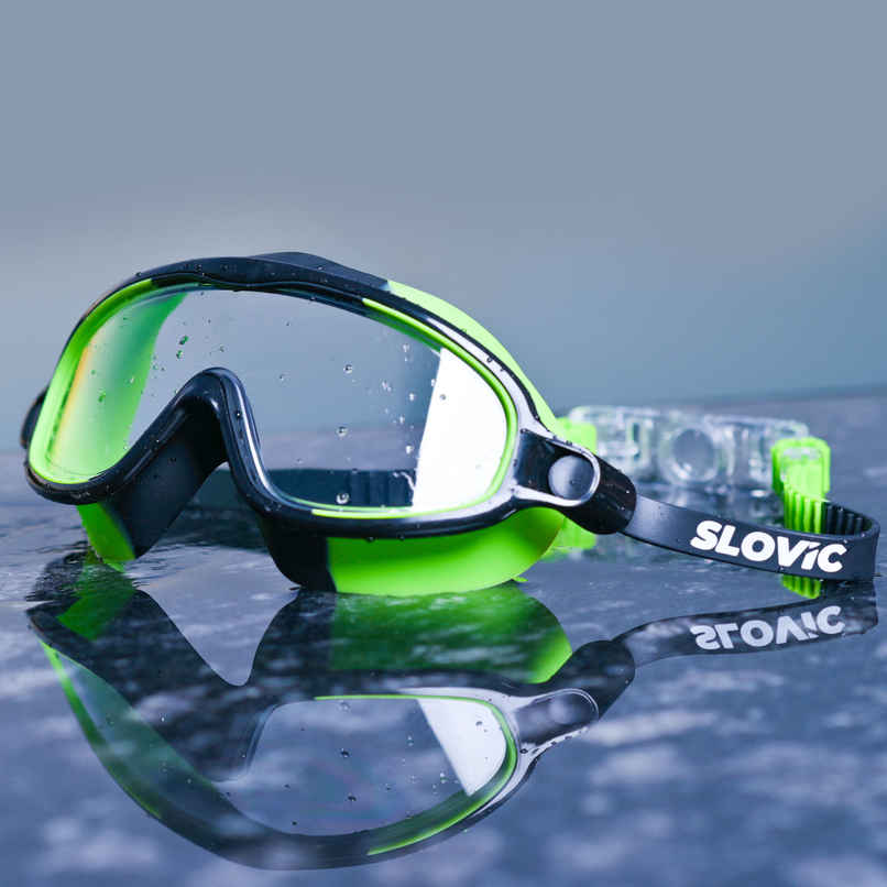Slovic Kids Swimming Goggles - Anti-Fog, UV Protection with Adjustable Strap | Green & Black Slovic Kids Swimming Goggles - Anti-Fog, UV Protection with Adjustable Strap | Green & Black
