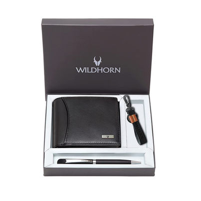 Wildhorn Men's Leather Wallet Gift Set | Black Wildhorn Men's Leather Wallet Gift Set | Black