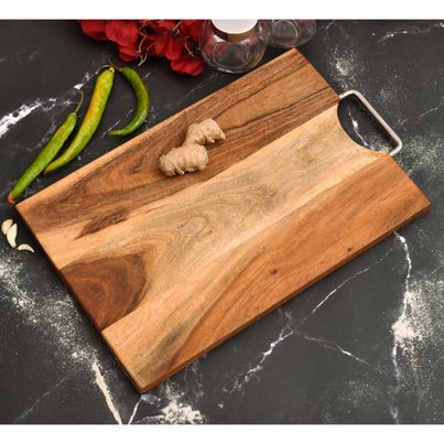 OGGN Acacia Wood Rect. Chopping Board With Ss Handle 15x10
