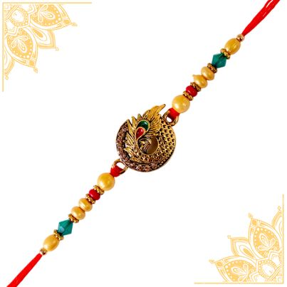 Peacock Single Rakhi (Shree Rakhi) Set of 1 Peacock Single Rakhi (Shree Rakhi) Set of 1