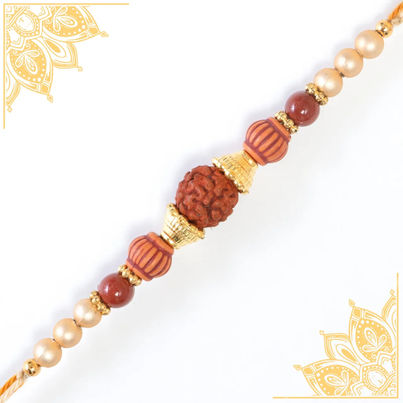 Religious Single Rudraksha Dori Rakhi (Shree Rakhi) Set of 1 Religious Single Rudraksha Dori Rakhi (Shree Rakhi) Set of 1