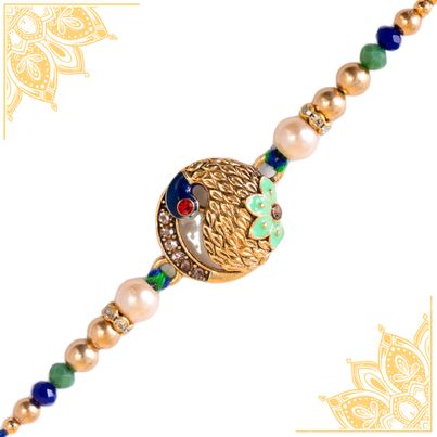 Peacock Single Rakhi (Shree Rakhi) Set of 1 Peacock Single Rakhi (Shree Rakhi) Set of 1