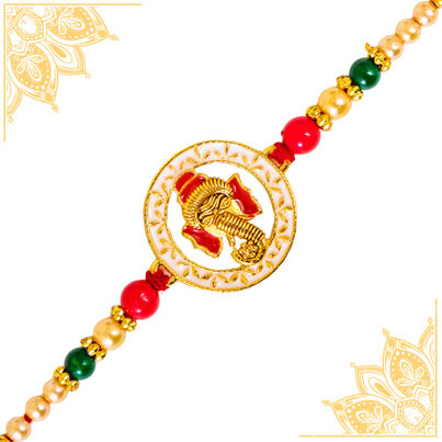 Religious Ganapati Rakhi with Intricate Meenakari Work (BANDHAN) Religious Ganapati Rakhi with Intricate Meenakari Work (BANDHAN)