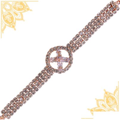 American Diamond Unique Rakhi Bracelet with Studs (BANDHAN) American Diamond Unique Rakhi Bracelet with Studs (BANDHAN)