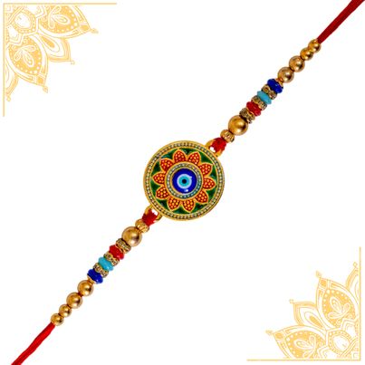 Meenakari Evil Eye Motif Trendy Rakhi (BANDHAN) Meenakari Evil Eye Motif Trendy Rakhi (BANDHAN)
