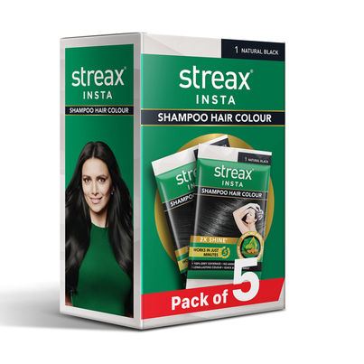 Streax Insta Shampoo Hair Colour For Women And Men- Natural Black