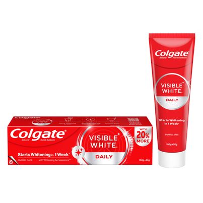 Colgate Visible White Toothpaste, Teeth Whitening Starts In 1 Week, Stain Removal