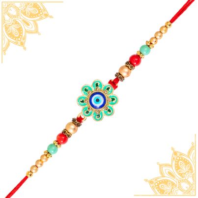 Evil Eye Rakhi With Green Enamel Work (BANDHAN)